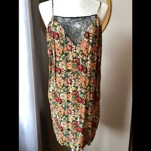 Floral and lace slip dress